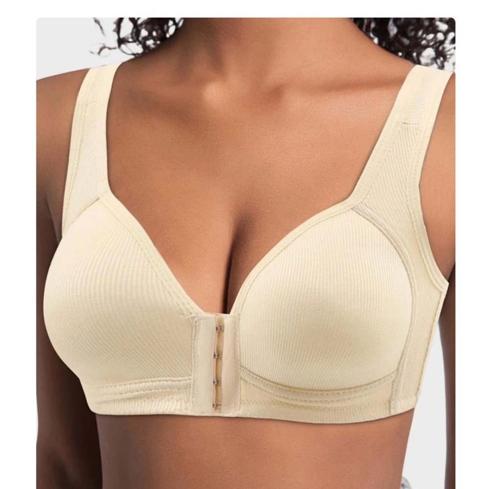 Shecurve Bundle of 2 Front Closure Wireless Comfort Bras in Beige Size M NWOT